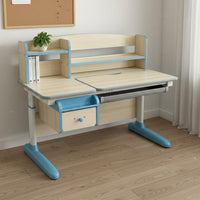 Solid Wood Core Height Adjustable Kids Desk Child-Safe Design Tilting Desktop Study Table Long-Lasting & Stable Learning Station for Homeschooling