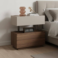 Two-Level Side Table Installation Nightstand Minimalist and Design Bedside Cabinet for Renters, Residents, Apartment, Hotel Room, Hallway