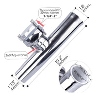 Stainless Steel Mount Rod Holder Safeguarding Rubber Insert Adjustable Boat Rod Holder Mirror Polished Finish Swivel Fishing Pole Mount Heavy Duty for Anglers, Yacht