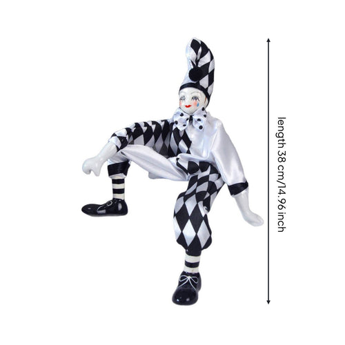 Dangling Leg Clown Doll Poseable Limbs Collectible Harlequin Figurine