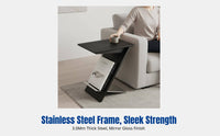 Modern Solid Wood Side Table, Magazine Rack, Stainless Steel Frame, Living Room Shelf