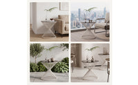 Openwork Side Table with Glass Surface Lightweight Glass Surface Side Table Modern Furniture Minimalistic for Balcony