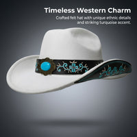 Sun Hat Fedora for Women with Wide Brim for Protection, Unisex Felt with Bohemian Design, Lightweight for Outdoor Travel