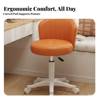 Wheeled Low-Back Vanity Chair Easy Assembly Low-Back Rolling Chair Compact Size