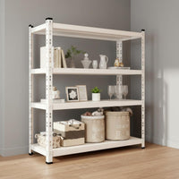 Heavy-Duty Multi-Tier Utility Shelf Large Capacity Adjustable Metal Storage Rack Tool-Effortless Assembly Freestanding Organizer Rack Carbon Steel Construction for Warehouse, Kitchen, Balcony, Laundry Room