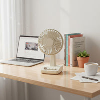 Retro Desktop Fan Small-Sized Design Type-C Battery-Powered Fan Adjustable Speed Motorless Engine for Dorm Room, Travel