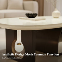2 Pieces French Cream aesthetic Pebble-Shaped Table pair Built-in Light Living Room Furniture With Storage Drawer Accent Tables Artistic Design for Apartment Dwellers, Homeowners, Students, Small Spaces, Lounge Area, Office, Study