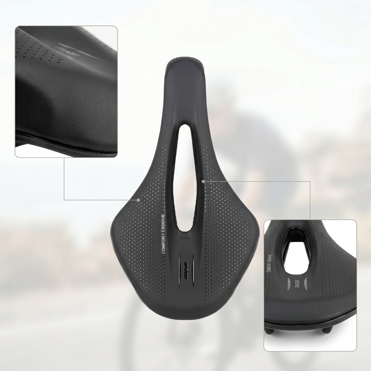 Streamlined Bike Saddle with Cutout Hollow Road Bike Saddle Padded Cycle Seat Comfortable for Cyclists, Commuters, Daily Commuting