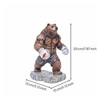 Boxing Bear Statue Muscular Fighting Bear Figurine Anthropomorphic