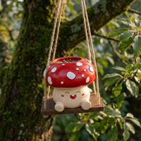 Fungi Swing Planter Cute Cartoon Fungi Pot Whimsical for Outdoor Patio