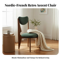 Nordic Inspired Boucle Side Chair Retro feeling Dining Seat Soft Upholstery Home Furnishing Curved rearrest for Interior Designers, Homeowners, Office Managers, Living Room, Bedroom, Cafe, Reception Area
