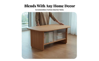 Sintered Stone Top Low Table with Drawers and Open Shelf sturdy Wood Frame Household Furniture Built-in Storage Modern aesthetic for Homeowners, Apartment Dwellers, Interior Design aficionados, Living Room, Lounge Area, Home, Bedroom