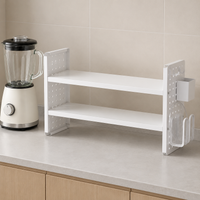 Modern Kitchen Rack, Desktop Rack, 2-Tier, Seasoning Rack, Spice Rack, 60cm Width, Metal, White, Storage