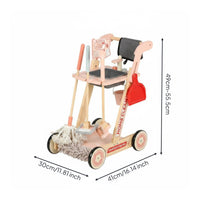 Educational Wooden Pretend Housekeeping Trolley Good Hygiene Habits Wooden Cleaning Trolley Toy Multifunction for Girls, Playroom, Home