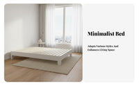 Headboard-Less Lowheight Bed Frame Minimalist Design Lowheight Slatted Frame Space-Saving Bedroom Furniture Japanese design for Apartment Dwellers, Students, Light Sleepers, Studio Flat, Guest Room