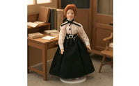 Vintage Style Ceramic Dollhouse Doll Cloth Porcelain Doll with Stand Posability Miniature Porcelain Lady Cute for Collectors