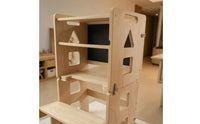 Toddler Platform Foldable Helper Platform Kids Kitchen Step Stool Wooden Step Stool with Safety Rails Natural Finish