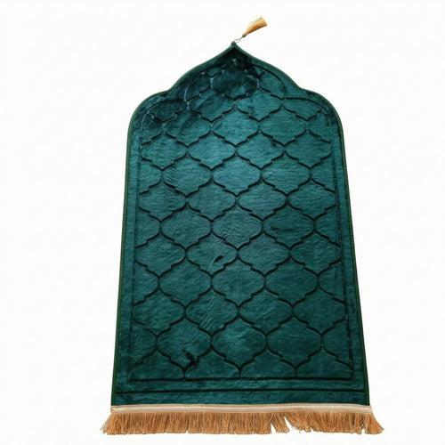 Arched Prayer Rug Geometric Lattice Fringed Floor Mat Hanger Tassel