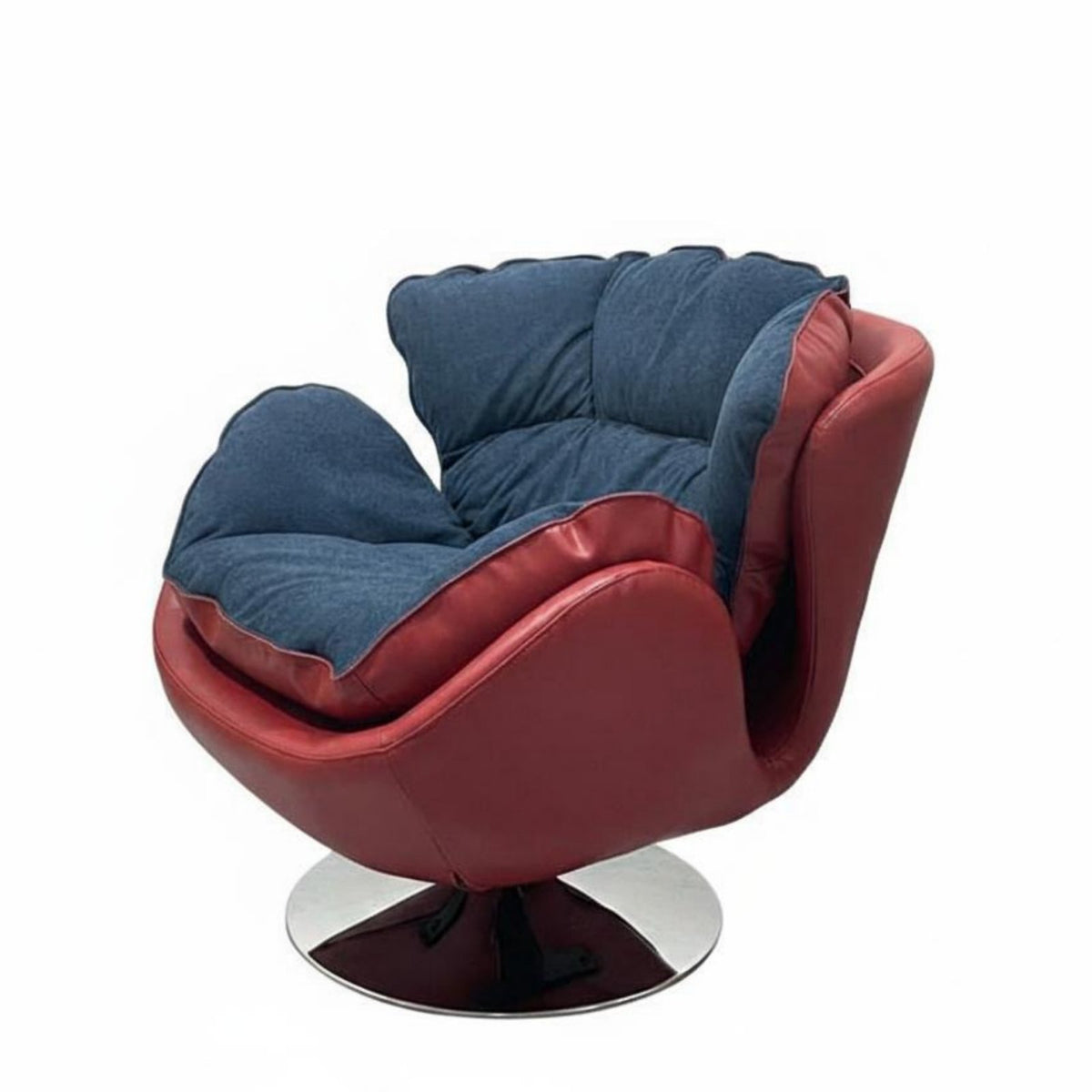 Upholstered Rotating Armchair Italian Design Round Rotating Armchair Winter & Summer Use Plush Feel Fabric for Readers