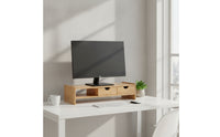 Bamboo Display Riser Bamboo Display Stand Stylish Desk Riser with Keyboard Storage for Students