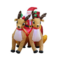 Christmas Inflatable Reindeer Sled and Santa Claus Yard Decoration (EU Plug)