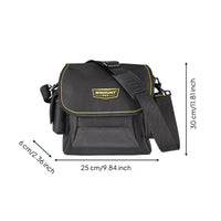 Reinforced Bottom Multifunction Tool Bag Adjustable Shoulder Strap Electrician Tool Bag Front Pocket Work Gear Side Pockets for Electricians, Job Site
