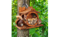 Pet-Friendly Wall Mounted Squirrel Feeder Easy Installation Wooden Squirrel Feeder Long-Lasting Wood for Garden, Backyard