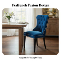 Tufted Highrear Dining Chair French Country design Seating Furniture sturdy Wood Legs 500 Lbs Weight Capacity for Home Office