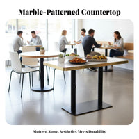 4-Seater Restaurant Table and Chairs Sintered Stone Top Commercial Furnishing sturdy Duty Easy to Clean for Canteens, Bistro