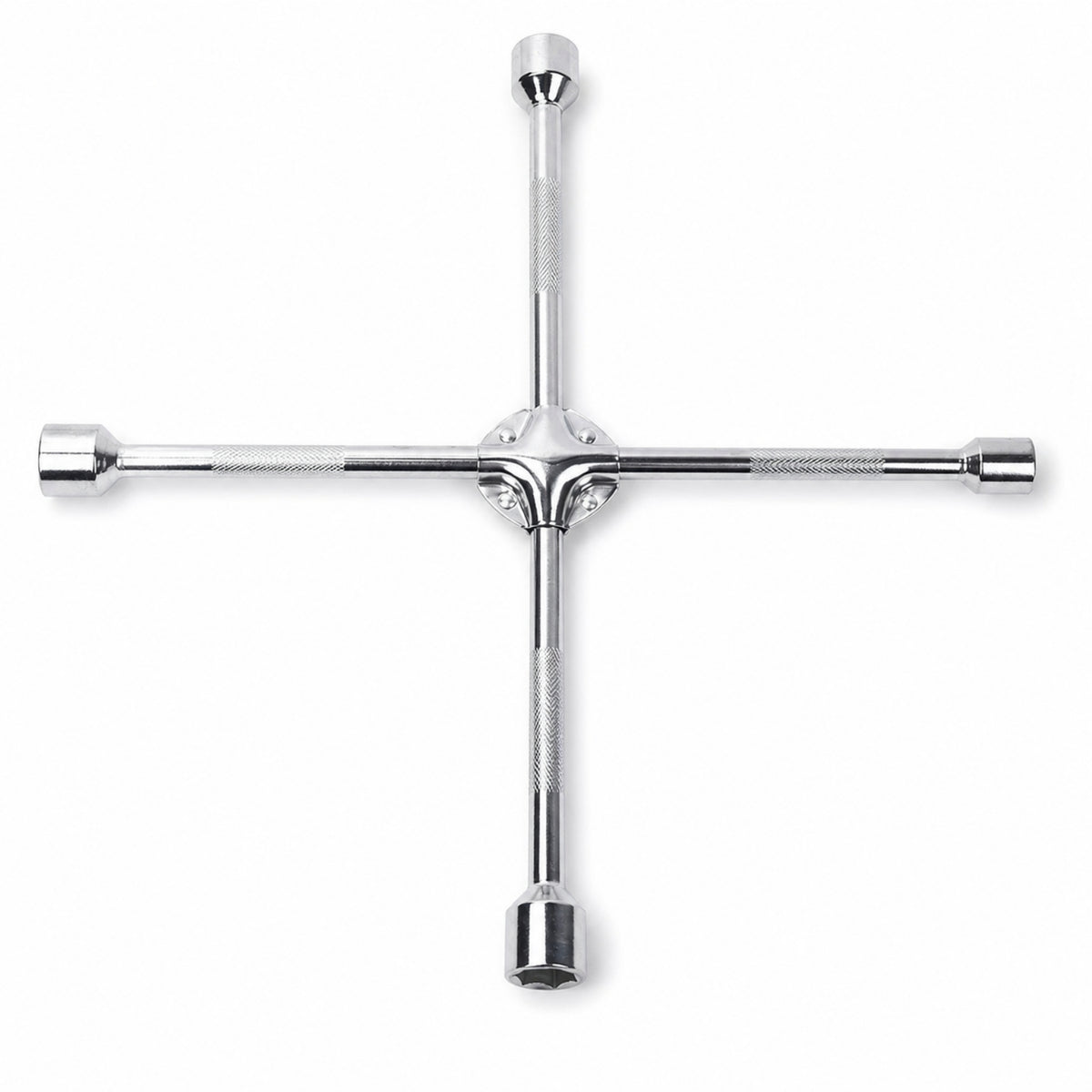 Cross-Shaped Socket Wrench  Knurled Lug Wrench with Four Socket Sizes Resistant Tire Iron for Mechanics