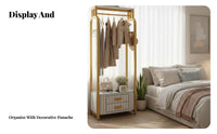 Wardrobe Rack with Drawers Multi-Functional Complimentarystanding Wardrobe System Space-Saving Anti-Collision Design