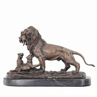 Bronze Lion Statue Bronze Lion Sculpture Textured Details for Study Room