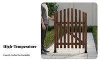 Anti Antique Wooden Courtyard Door Carbonized Wood Arch Gate Solid Wood Fence Gate for Homeowners, Gardeners, DIY Enthusiasts, Garden, Yard, Patio Entrance