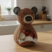 Bear Shaped Storage Container Cute Creature Design Wicker Bear Decor Container