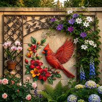 跨境Hummingbird Bloom Metal Wall Art蜂鸟彩色花朵金属背景装饰