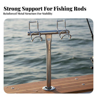 Stainless Steel Fishing Rod Holder 2-in-1 Design Fishing Rod Holder Boat Mount Pole Rack Boating Accessory