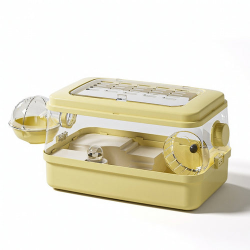 Hamster Cage with Wheel Top-Opening Hamster Habitat with Platform Spacious