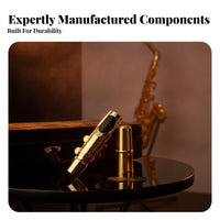 Gold-Colored Saxophone Mouthpiece Polished Shiny Finish Saxophone Ligature Clamp Tightening Screws Sax Mouthpiece Cap
