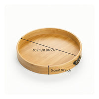 Bamboo round Tray with Handles Round Bamboo Serving Tray Shallow for Homeowners
