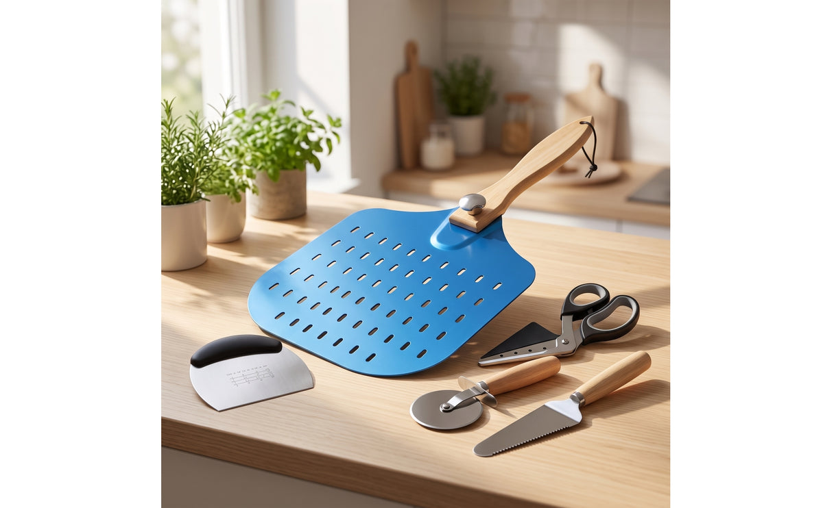 5 Pieces Pizza Peel with Cutter Rust Resistant Pizza Making Kit Lightweight for Home Home Cooks