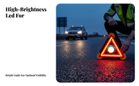Black Housing Foldable Warning Triangle LED Car Warning Triangle Tripod Support for Roadside Emergency