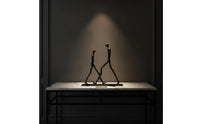 Matte Black Walking Figures Sculpture Minimalist Sculpture with Base Modern Metal Statue Abstract for Interior Designers, Entryway Table, Bookshelf, Office Desk
