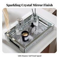 Mirrored Rhinestone Platter Multi-Purpose Crystal-Beaded Mirrored Tray for Women