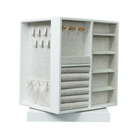 Rotating Jewelry Box Multiple-Drawer Jewelry Storage Box with Hooks Space-Saving Organizer for Girls, Bedroom