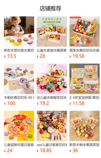 Wooden Pretend Play Food Toy Set for Kids - Seafood Cutting Toy