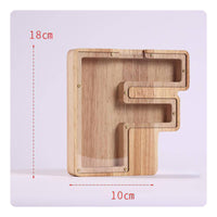 Wooden Letter Piggy Bank Natural Wood Alphabet Currency Box Creative Design