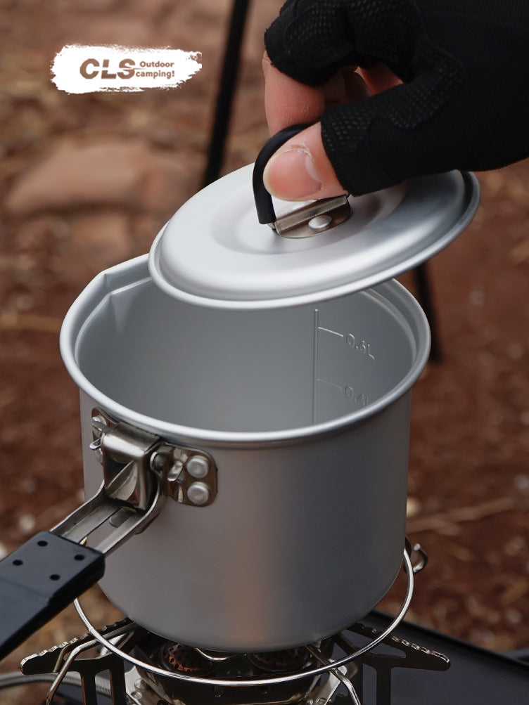 CLS Outdoor Camping Small Milk Pot with Folding Handle for Boiling Water, Tea, and Coffee
