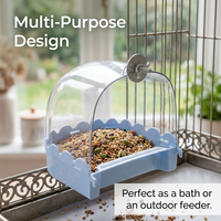 Bird Bath for Cage Hanging Bathtub, Bird Cage Accessory Bath Tub, Transparent Bird Bath Box for Smal - Image 10