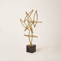 Geometric Star Sculpture Gold Sculpture with Marble Base Abstract Decorative Piece for Office