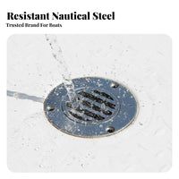 Stainless Steel Deck Drain Stainless Steel Floor Drain Two-Piece Water-Resistant Scupper Rust Resistant Sturdy Duty for RV